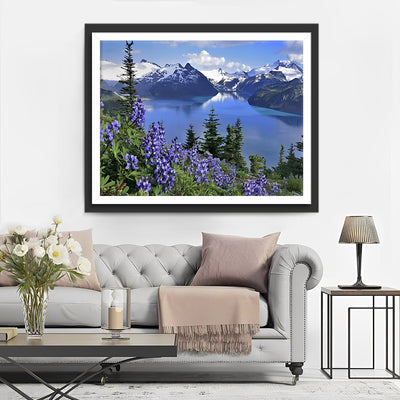 Verschneiter Berg und See Diamond Painting
