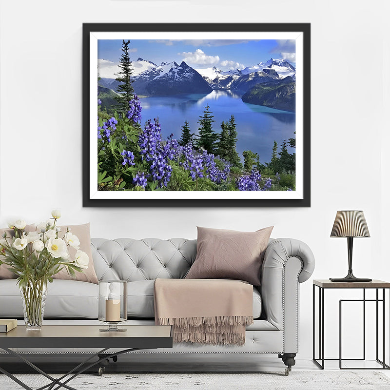 Verschneiter Berg und See Diamond Painting