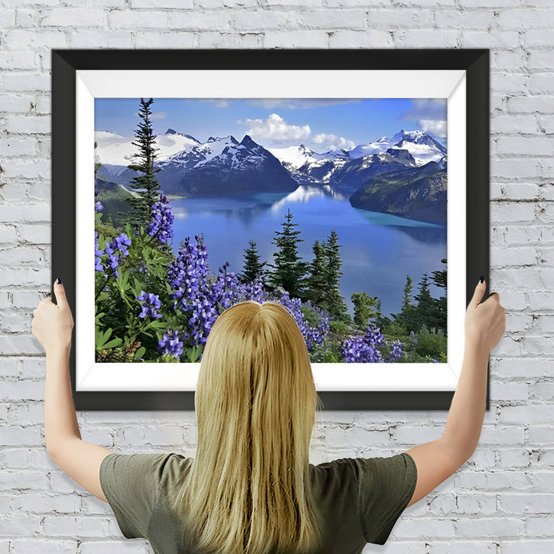 Verschneiter Berg und See Diamond Painting