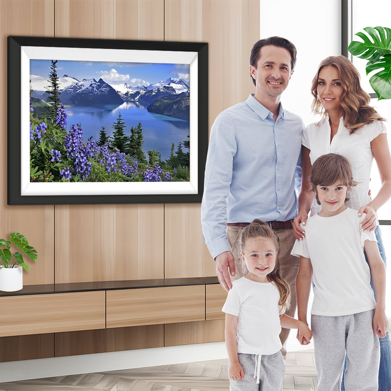 Verschneiter Berg und See Diamond Painting