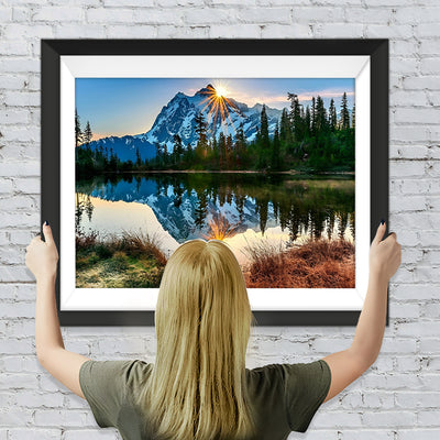 Verschneiter Berg und Sonnenaufgang Diamond Painting