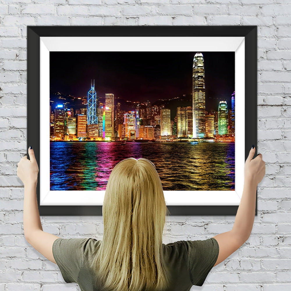 Victoria Harbour bei Nacht Diamond Painting