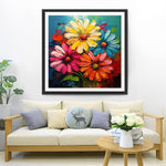 Vier Gänseblümchen in verschiedenen Farben Diamond Painting