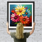 Vier Gänseblümchen in verschiedenen Farben Diamond Painting