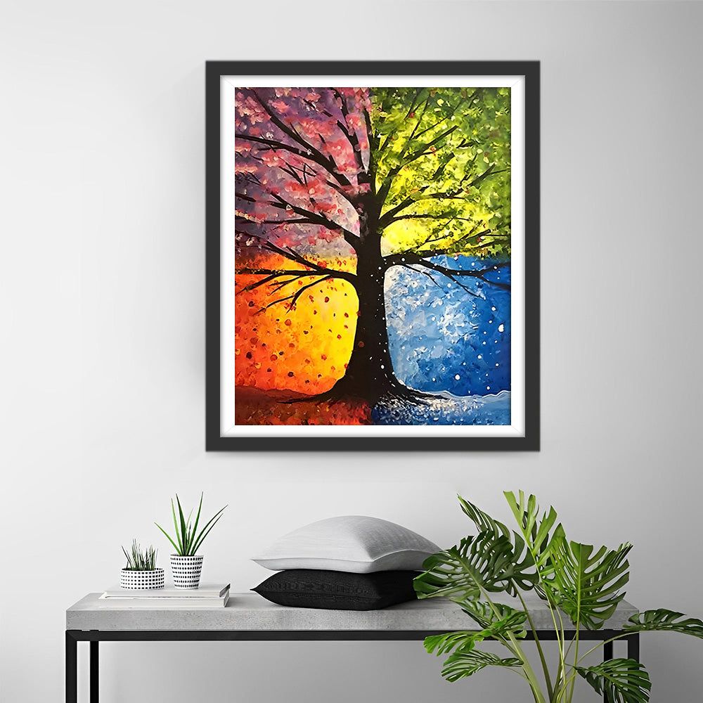 Vier Jahreszeiten Baum Diamond Painting