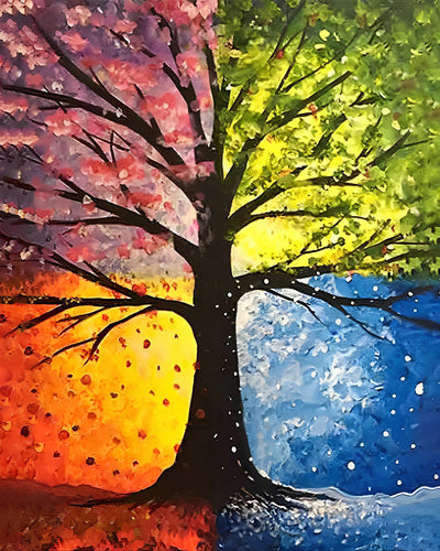 Vier Jahreszeiten Baum Diamond Painting