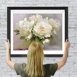 Vier reine Blumen in Glasvase Diamond Painting