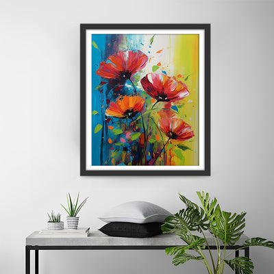 Vier rote Mohnblumen Diamond Painting