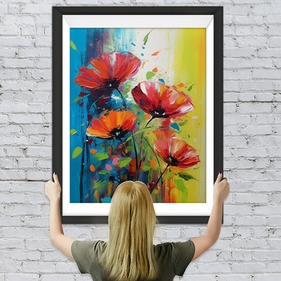 Vier rote Mohnblumen Diamond Painting