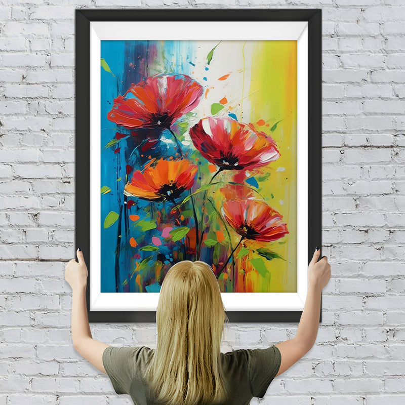 Vier rote Mohnblumen Diamond Painting