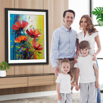 Vier rote Mohnblumen Diamond Painting