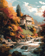 Villa am Wasserfall Diamond Painting