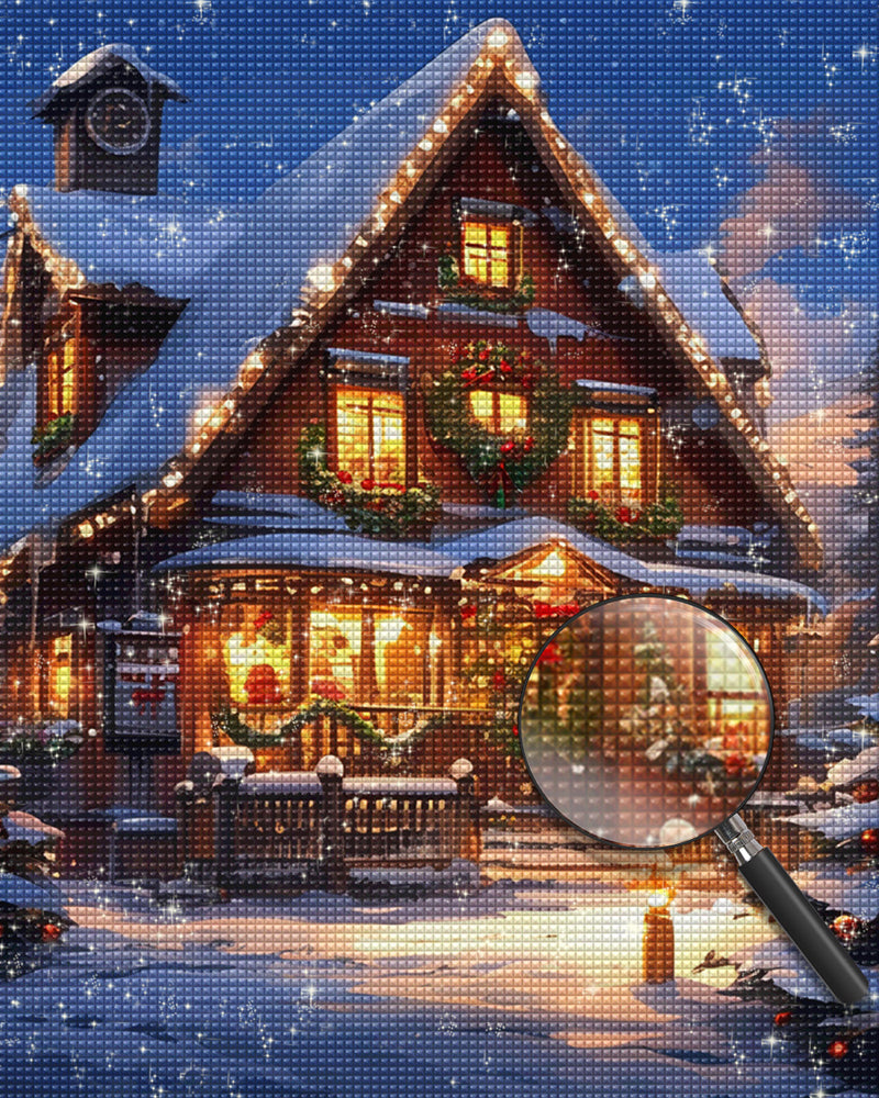 Villa mit Weihnachtsatmosphäre Diamond Painting