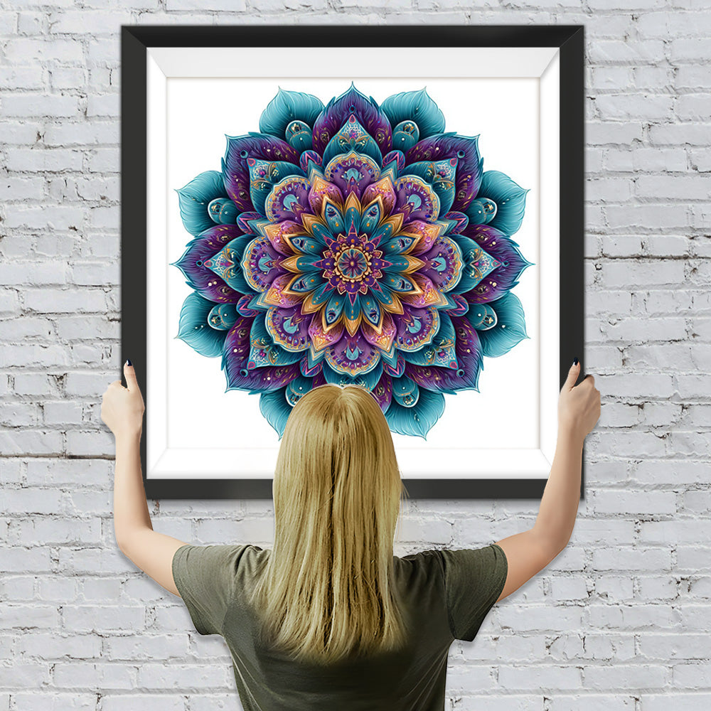 Violett-grünes Mandala Diamond Painting