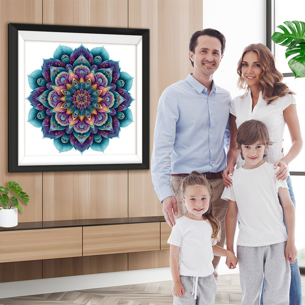 Violett-grünes Mandala Diamond Painting