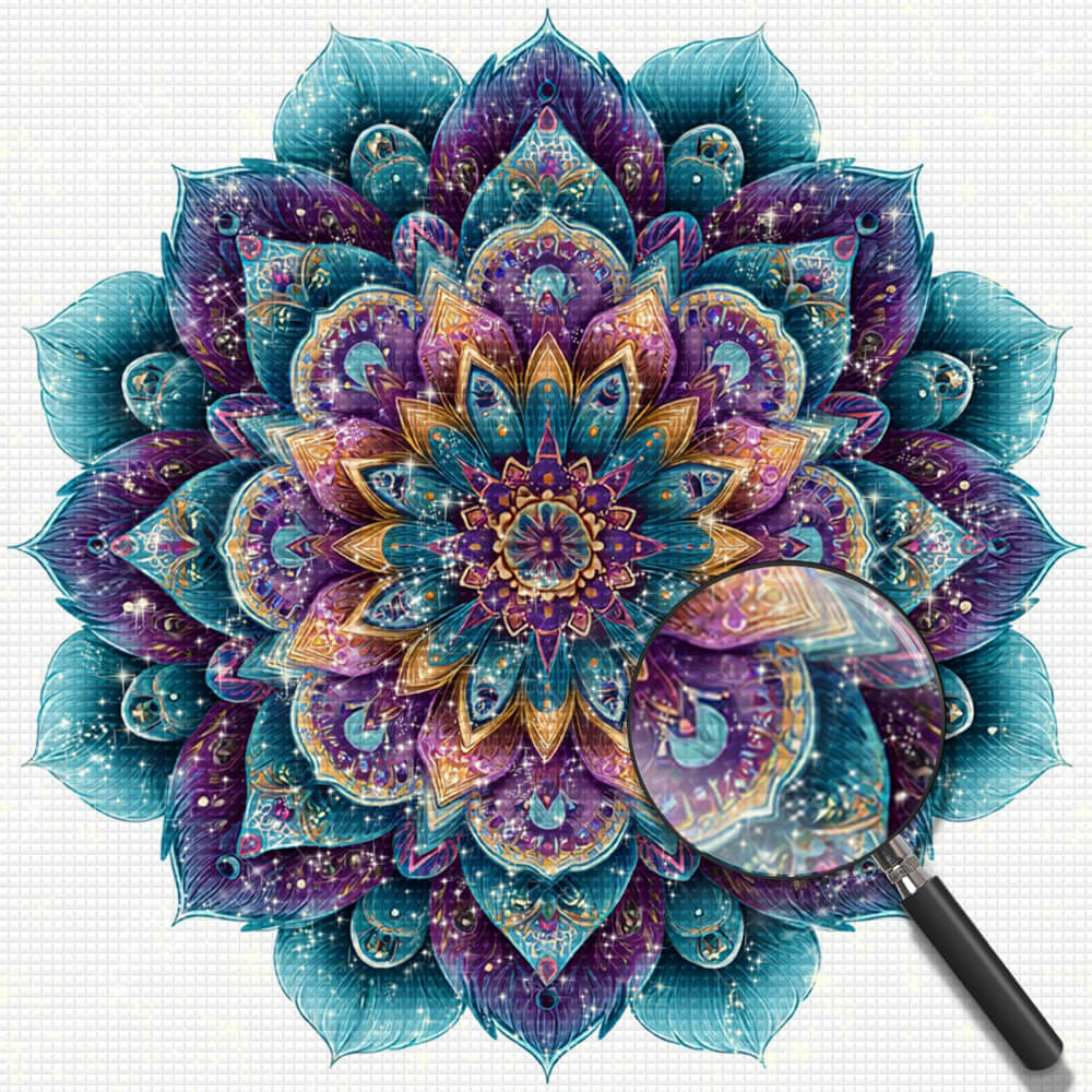 Violett-grünes Mandala Diamond Painting