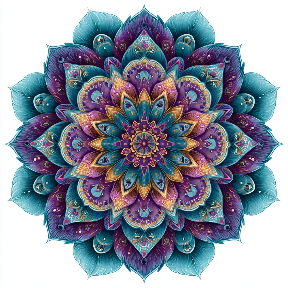 Violett-grünes Mandala Diamond Painting