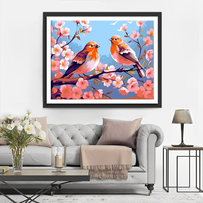 Vögel auf Blumenbaum Diamond Painting
