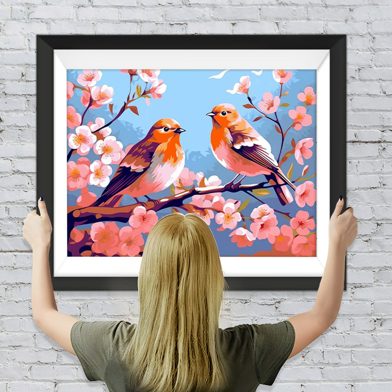Vögel auf Blumenbaum Diamond Painting