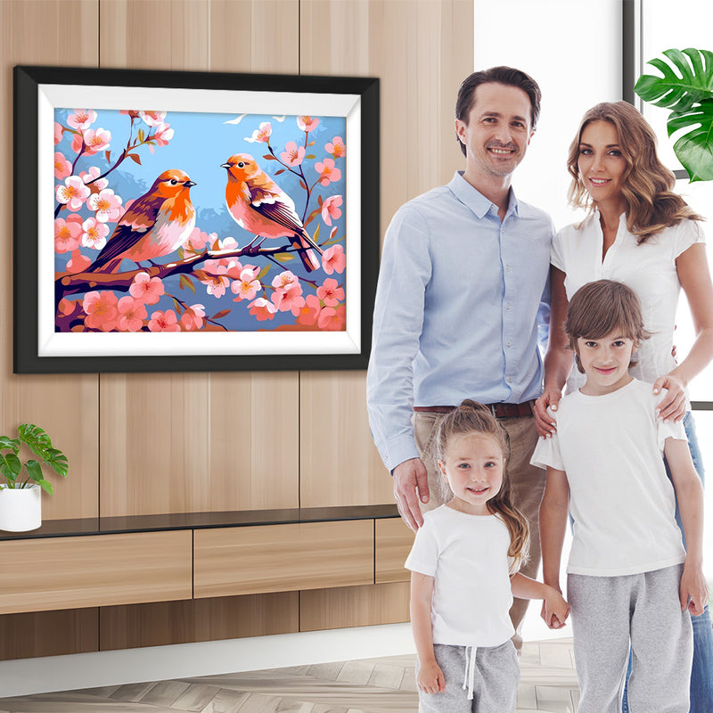 Vögel auf Blumenbaum Diamond Painting