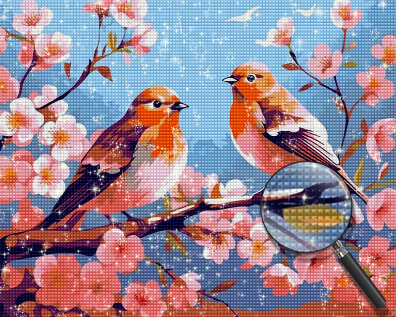Vögel auf Blumenbaum Diamond Painting
