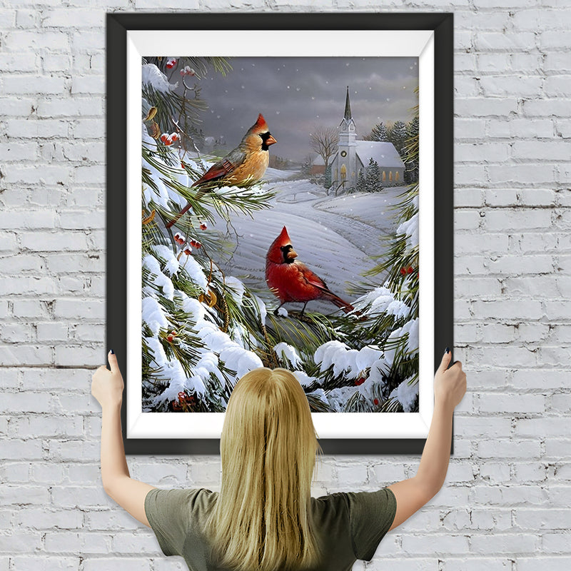 Vögel im Schnee Diamond Painting