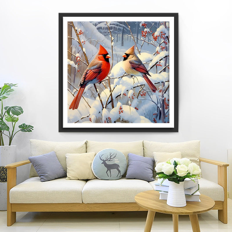 Vögel im Schnee Diamond Painting