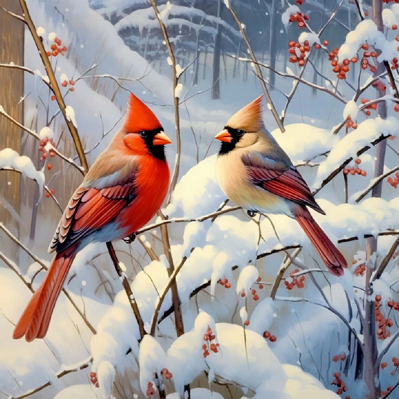 Vögel im Schnee Diamond Painting