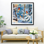 Vögel im verschneiten Wald Diamond Painting