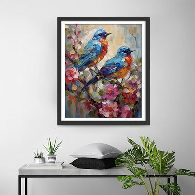 Vögel und Blumen im Stil der Ölmalerei Diamond Painting