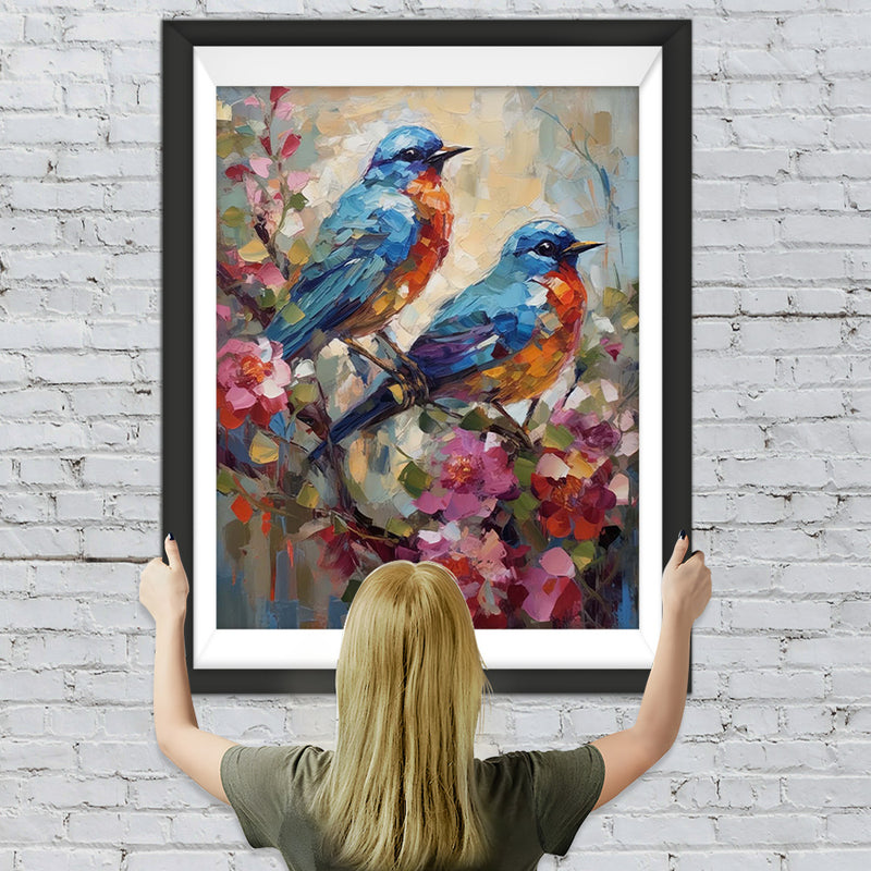 Vögel und Blumen im Stil der Ölmalerei Diamond Painting