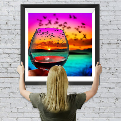 Vögel und Meer im Glas Diamond Painting