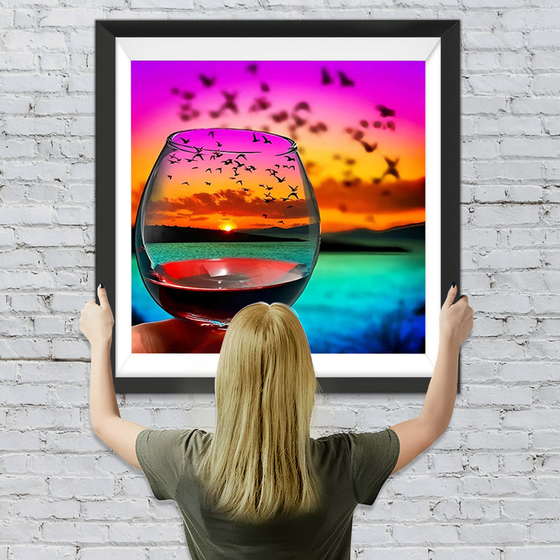 Vögel und Meer im Glas Diamond Painting