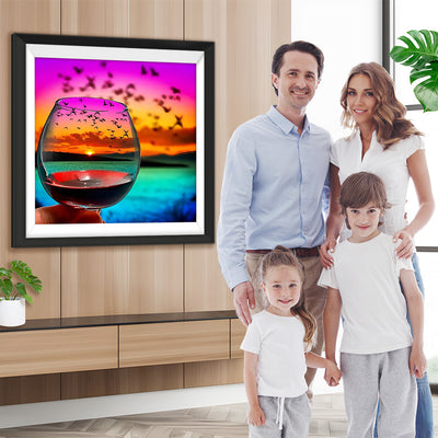 Vögel und Meer im Glas Diamond Painting