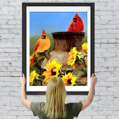 Vögel und Sonnenblumen Diamond Painting