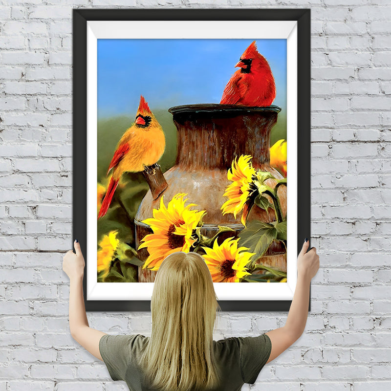 Vögel und Sonnenblumen Diamond Painting