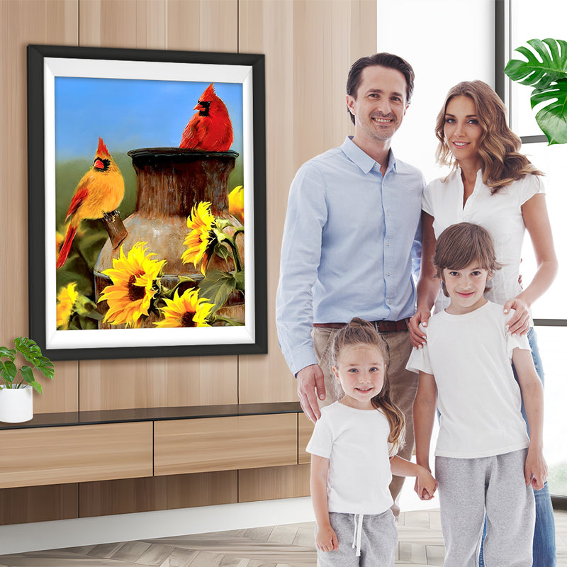 Vögel und Sonnenblumen Diamond Painting