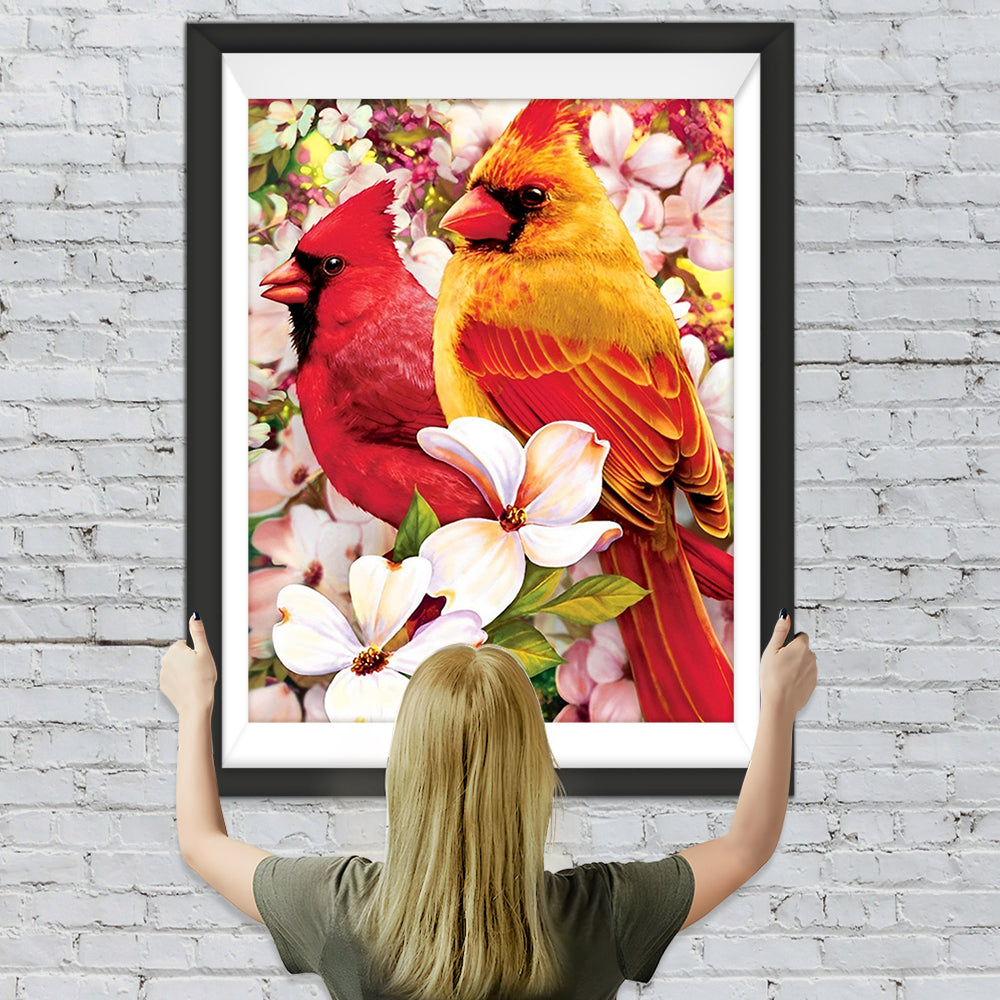 Vögel und weiße Blumen Diamond Painting