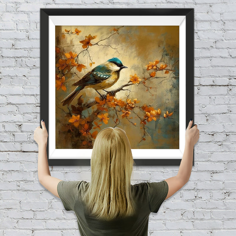 Vogel auf Blumenbaum Diamond Painting