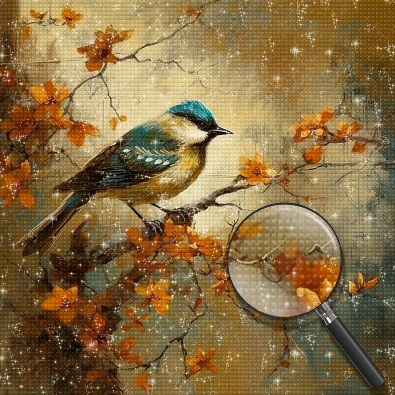 Vogel auf Blumenbaum Diamond Painting