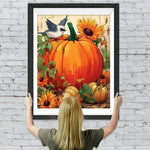 Vogel auf dem großen Kürbis Diamond Painting