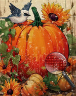 Vogel auf dem großen Kürbis Diamond Painting