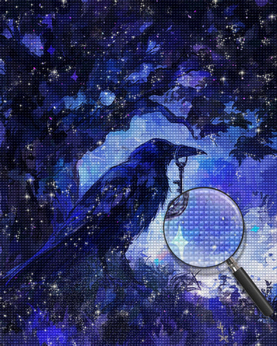 Vogel hält Schlüssel im Blauen Wald Diamond Painting