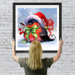 Vogel mit Weihnachtsmütze Diamond Painting
