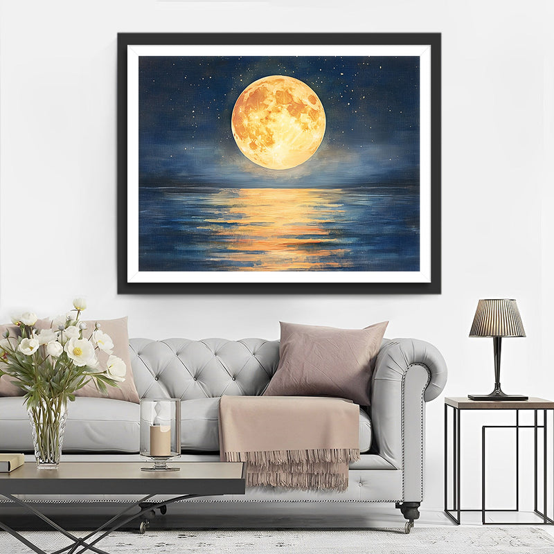 Vollmond auf dem Meer bei Nacht Diamond Painting