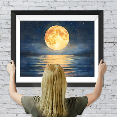 Vollmond auf dem Meer bei Nacht Diamond Painting