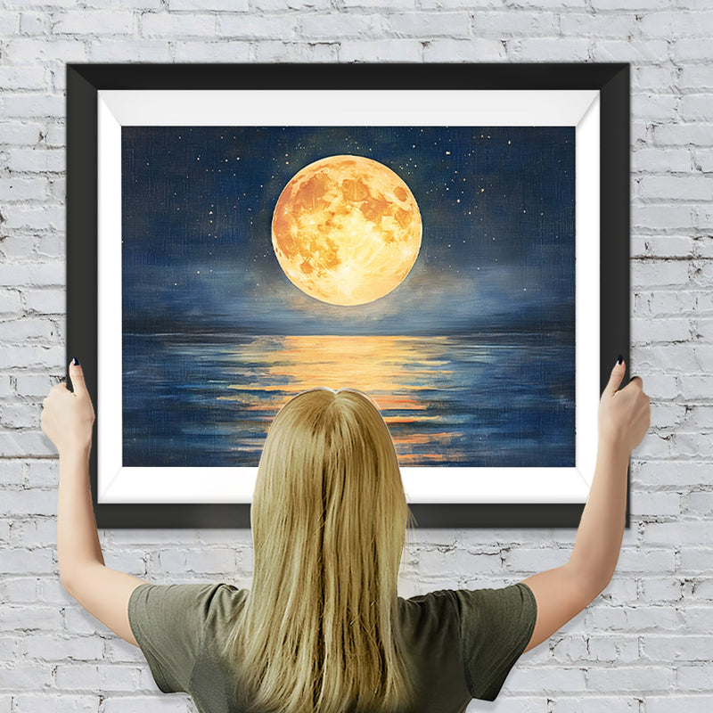 Vollmond auf dem Meer bei Nacht Diamond Painting