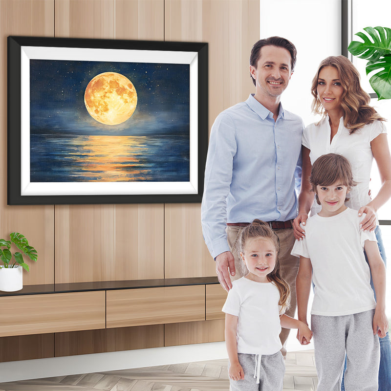 Vollmond auf dem Meer bei Nacht Diamond Painting