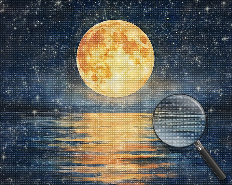 Vollmond auf dem Meer bei Nacht Diamond Painting