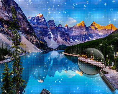 Von Bergen umgebener See Diamond Painting